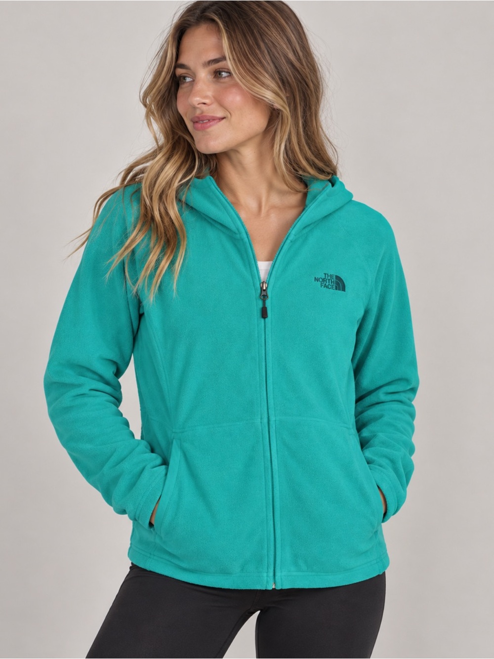 The North Face Women’s Large Teal Fleece Zip Hoodie Gorpcore Outdoors Y2K Cozy